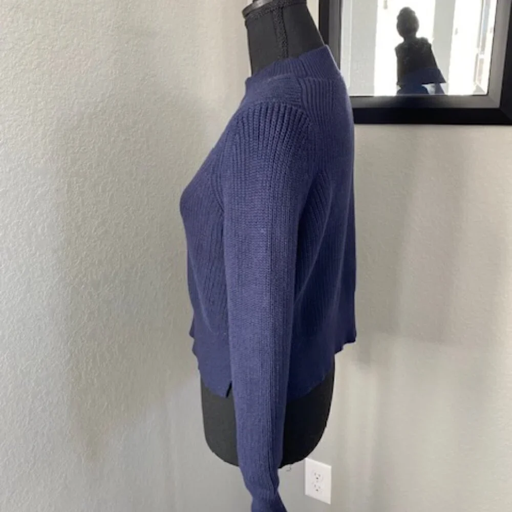 NWT Kendall and Kylie Navy Blue Cropped Knit Sweater Small - Picture 10 of 15